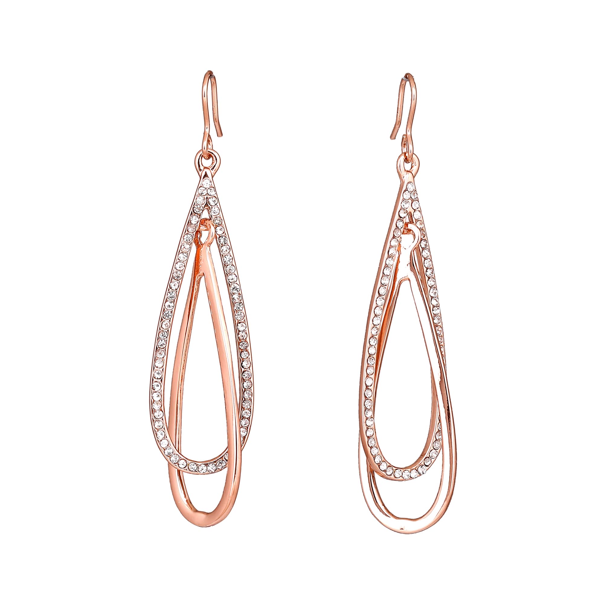 Rose Plated Drop Earrings with Austrian Crystals